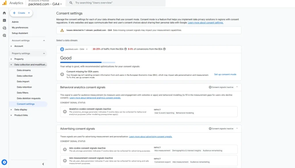 Consent Signal Rating as Good in GA4