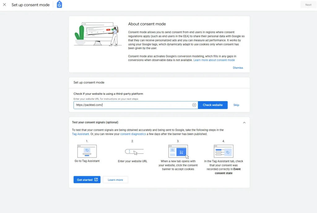 Set up consent mode in GA4