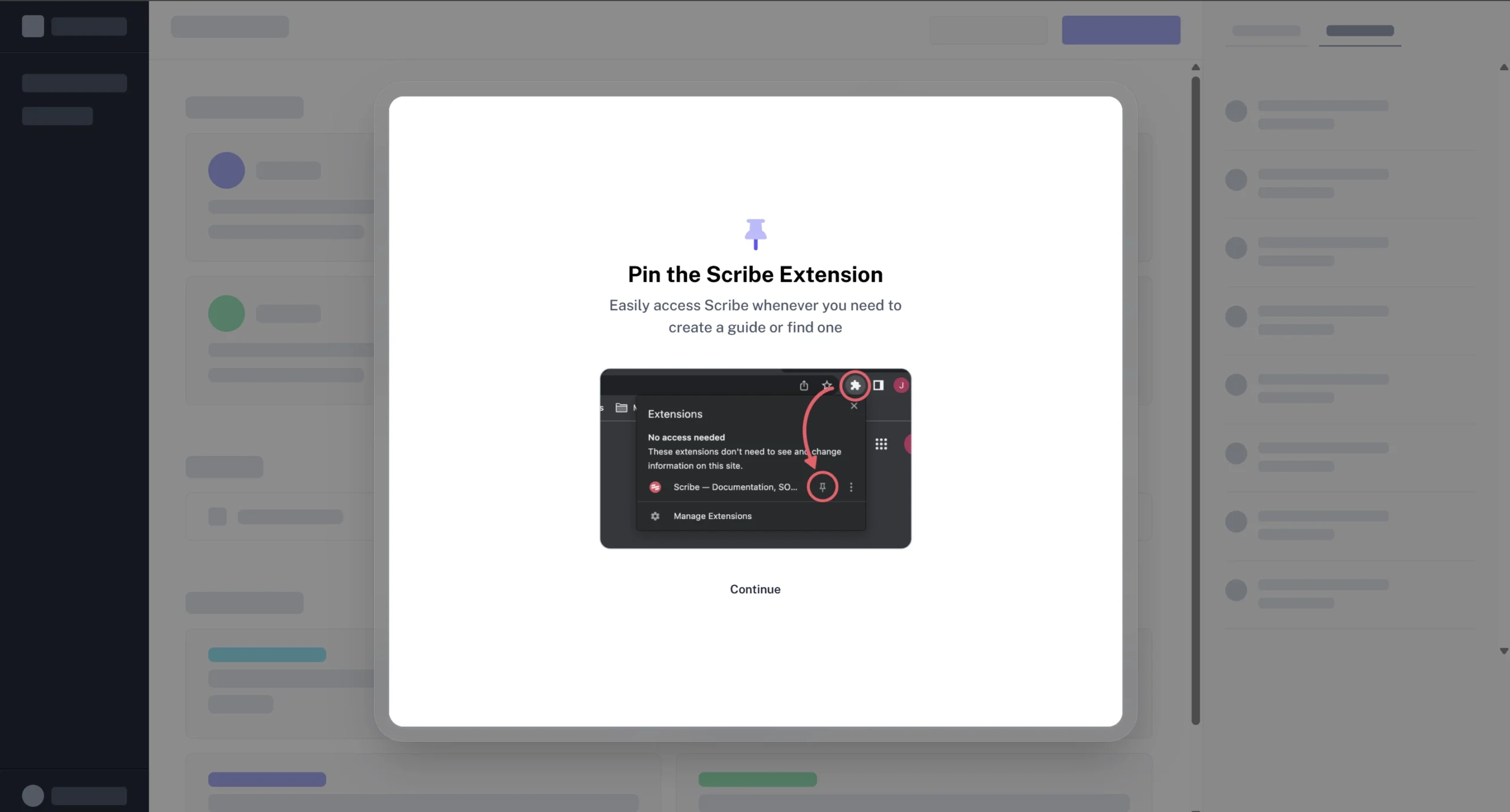Pin the Scribe Chrome Extension prompt
