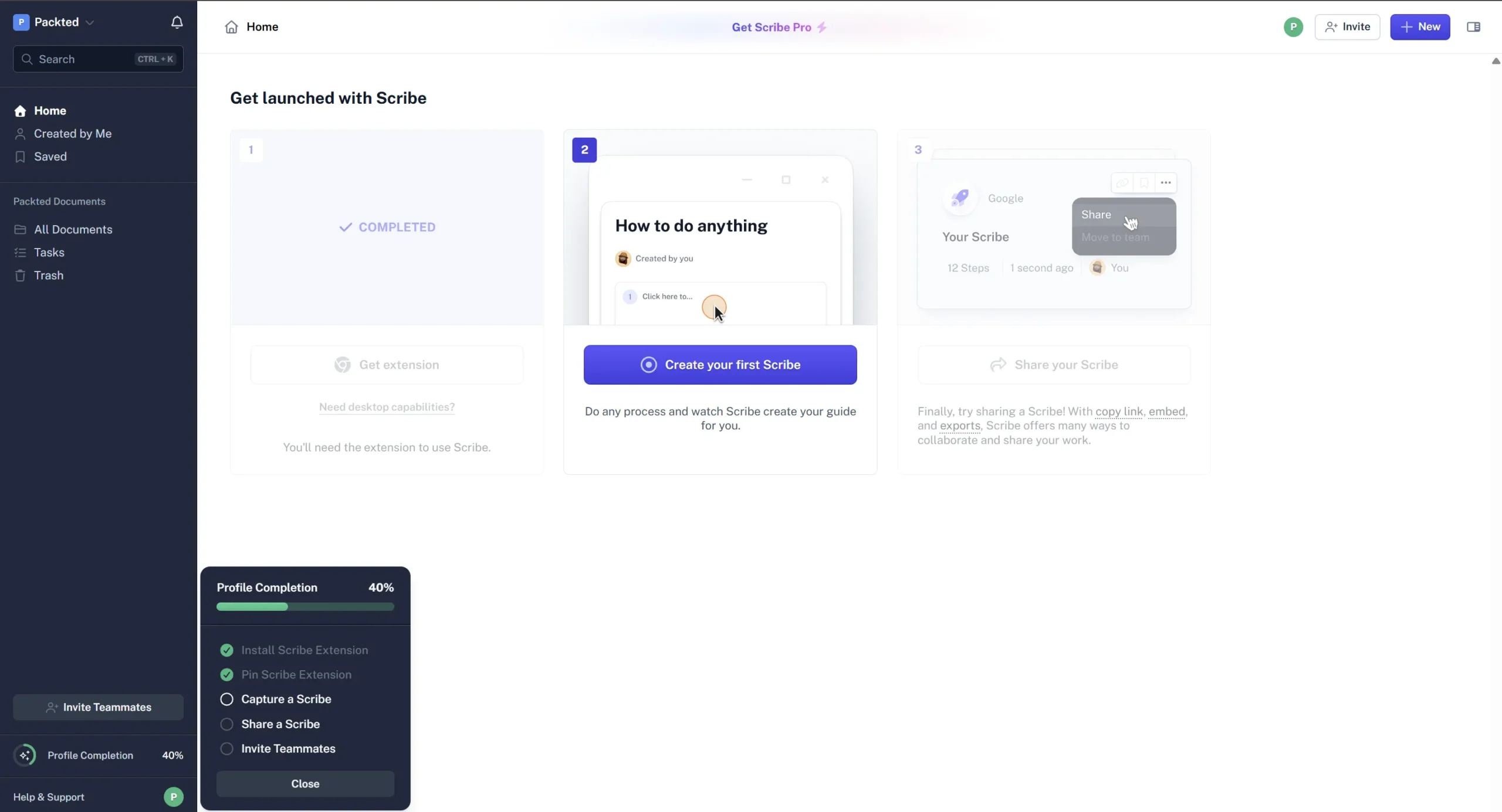 Scribe Dashboard