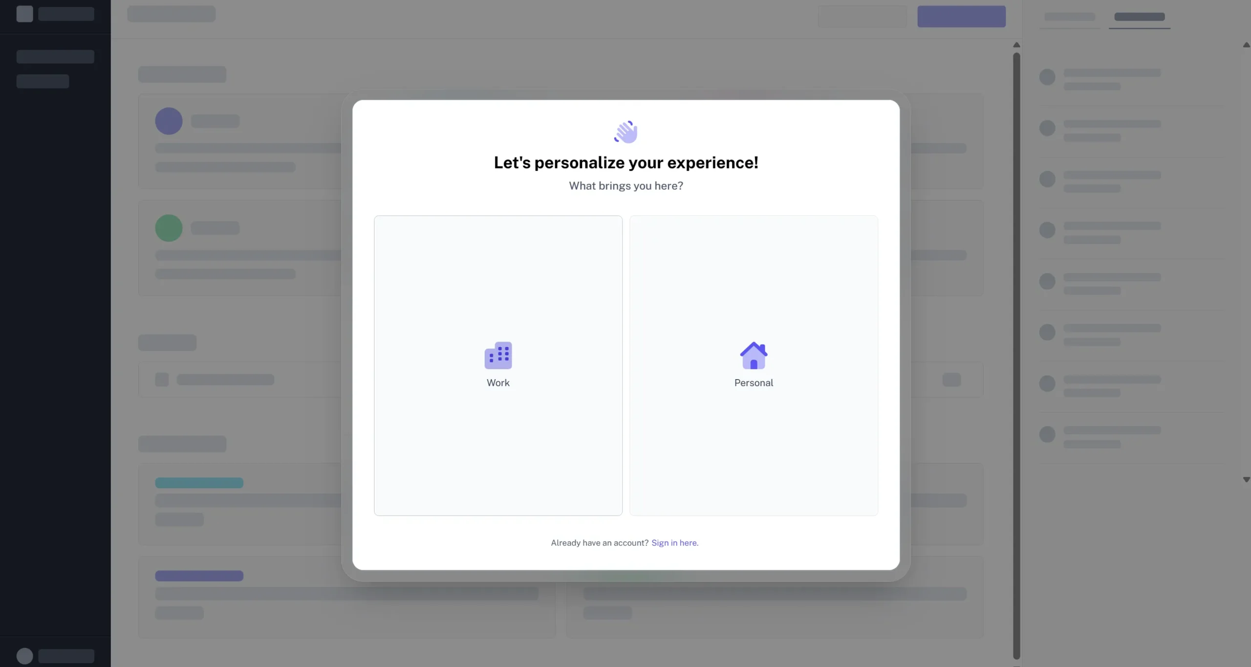 What brings you here question in Scribe onboarding